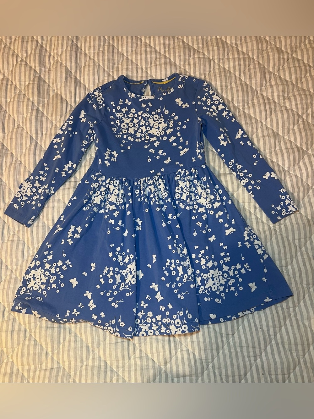Mini Boden Blue Floral Cottagecore Long-Sleeve Girls' Dress- Size 6